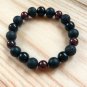 10mm Natural Garnet, Black Agate and Lava Stone Bracelet CUSTOM SIZE Black Red