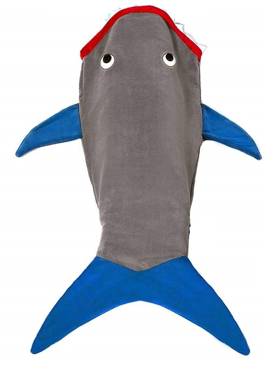 Wearable Fleece Soft Shark Blanket for Kids. Not a Boring Blanket! Blue