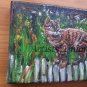 Cat Original Oil Painting Kitty Impasto Animal Art Palette Knife Garden Flowers Linen
