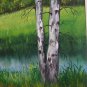 River Birches Original Oil Painting Landscape Forest Glade Trees Palette Knife Art