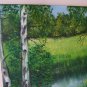 River Birches Original Oil Painting Landscape Forest Glade Trees Palette Knife Art