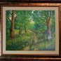 Landscape Original Oil Painting Forest Field Road Trees Meadow Green Textured Art