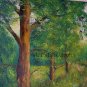 Landscape Original Oil Painting Forest Field Road Trees Meadow Green Textured Art