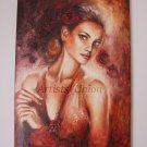 Woman Red Roses Original Oil Painting Portrait Fine Art Figurative Impasto Textured