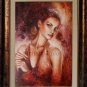 Woman Red Roses Original Oil Painting Portrait Fine Art Figurative Impasto Textured