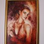 Woman Red Roses Original Oil Painting Portrait Fine Art Figurative Impasto Textured