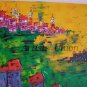 Modern Cityscape Seascape Original Oil Painting Large Contemporary Art Palette Knife Abstract Red