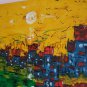 Modern Cityscape Seascape Original Oil Painting Large Contemporary Art Palette Knife Abstract Red