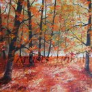 Autumn Forest Original Oil Painting Landscape Fall Trees Palette Knife Art 24 inch Leaves Red Orange