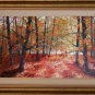 Autumn Forest Original Oil Painting Landscape Fall Trees Palette Knife Art 24 inch Leaves Red Orange