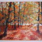 Autumn Forest Original Oil Painting Landscape Fall Trees Palette Knife Art 24 inch Leaves Red Orange
