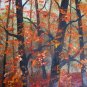 Autumn Forest Original Oil Painting Landscape Fall Trees Palette Knife Art 24 inch Leaves Red Orange