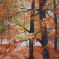 Autumn Forest Original Oil Painting Landscape Fall Trees Palette Knife Art 24 inch Leaves Red Orange