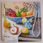 Modern Still Life Original Oil Painting Red Apple Grapes Fruits Lemon Pear Glass Bottle