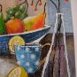 Modern Still Life Original Oil Painting Red Apple Grapes Fruits Lemon Pear Glass Bottle