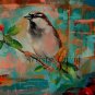 Autumn Sparrow Original Oil Painting Contemporary Bird Art Red Rose Fruits Modern Big