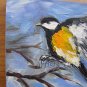 Chickadee Original Oil Painting Impasto Yellow Bird Art Animal Impressionistic Palette Textured