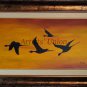 Black Birds Original Oil & Acrylic Painting by P. Piskorz Modern Art Orange Sky Contemporary