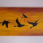 Black Birds Original Oil & Acrylic Painting by P. Piskorz Modern Art Orange Sky Contemporary