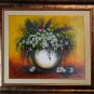 Still Life Purple Flowers Original Oil Painting White Daisies Impasto Palette Knife