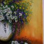 Still Life Purple Flowers Original Oil Painting White Daisies Impasto Palette Knife