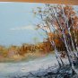 Winter Original Oil Painting Landscape Trees Snow Forest Palette Knife Art Countryside