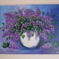 Lilacs Original Oil Painting Still Life Purple Flowers Palette Knife Art White Vase