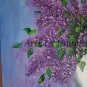 Lilacs Original Oil Painting Still Life Purple Flowers Palette Knife Art White Vase