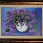 Lilacs Original Oil Painting Still Life Purple Flowers Palette Knife Art White Vase