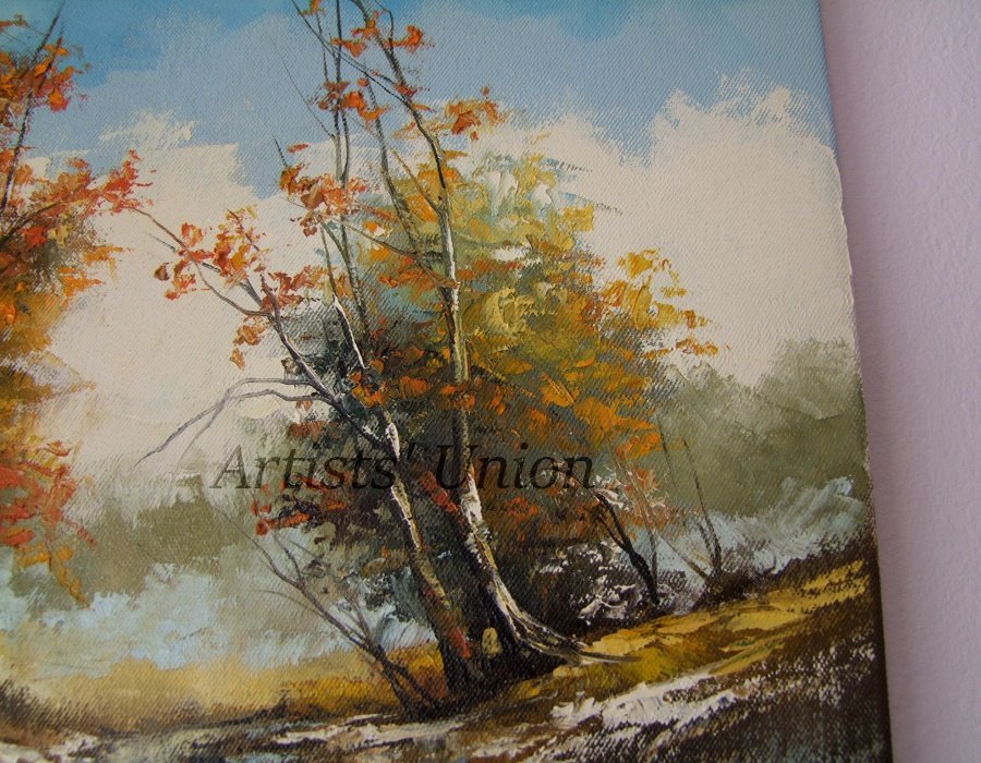 Autumn Original Oil Painting Landscape Trees Palette Knife Art Road ...