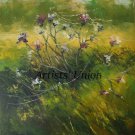 Gossamer Original Oil Painting Landscape Wild Flowers Thistle Meadow Art Summer
