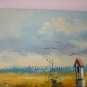 Summer Original Oil Painting Chapel Landscape Fields Road Small Shrine Palette Knife Art Countryside