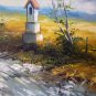 Summer Original Oil Painting Chapel Landscape Fields Road Small Shrine Palette Knife Art Countryside