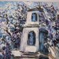 Winter Chapel Original Oil Painting Landscape Tree Small Shrine Blue Fine Art Palette Knife Textured