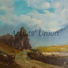 Autumn Original Oil Painting Landscape Birch Trees Palette Knife Art Fall Fields Countryside