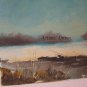 Winter Original Oil Painting River Landscape Birch Tree Impasto Field Countryside Offer