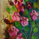 Wild Roses Original Oil Painting Still Life Impasto Pink Flowers Palette Knife Art