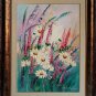 White Daisies Original Oil Painting Meadow Lavender Wild Flowers Impasto Textured Art