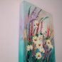 White Daisies Original Oil Painting Meadow Lavender Wild Flowers Impasto Textured Art