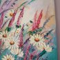 White Daisies Original Oil Painting Meadow Lavender Wild Flowers Impasto Textured Art