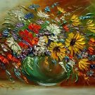 Autumn Bouquet Original Oil Painting Impasto Fall Still Life Palette Knife Art Flowers