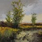 Landscape Original Oil Painting Fields Trees Road Palette Knife Art Countryside Laputz Sky Storm
