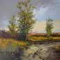 Landscape Original Oil Painting Fields Trees Road Palette Knife Art Countryside Laputz Sky Storm