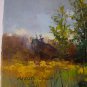 Landscape Original Oil Painting Fields Trees Road Palette Knife Art Countryside Laputz Sky Storm
