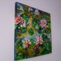 Water Lilies Original Oil Painting Pond Pink Flowers Impressionism Palette Knife Art Square