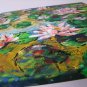 Water Lilies Original Oil Painting Pond Pink Flowers Impressionism Palette Knife Art Square