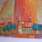 Angels Original Oil Painting Portrait Figurative Art Cityscape Religion Violin Textured Art Orange