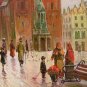 Cityscape Original Oil Painting Cracow Walking People Rain Figurative Fine Art Horse Hansom Cab