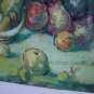 Still Life Original Oil Painting Fine Art Flowers Fruits Pomegranate Apple Wine Bottles Bowl Vase