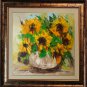 Sunflowers Original Oil Painting Still Life Flowers Impressionism Impasto Palette Knife Art Square